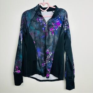 Ideology Black and Purple Activewear Half zipper Pull over Sweater Size Large